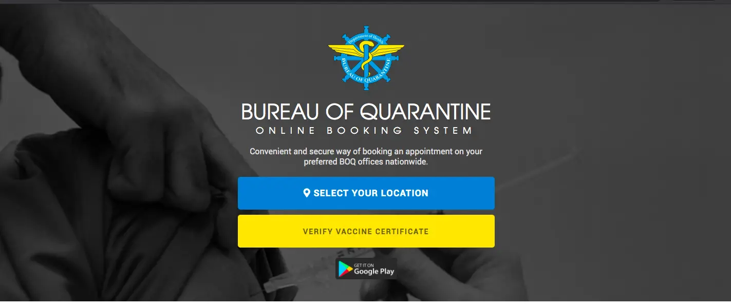 Bureau of Quarantine Online Booking System