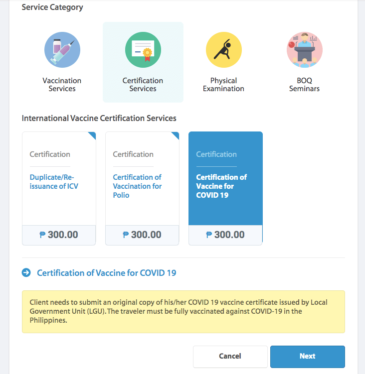 Certification of Vaccine for COVID 19