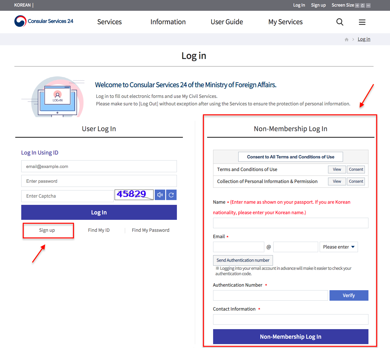 Korean visa online appointment - Step 2