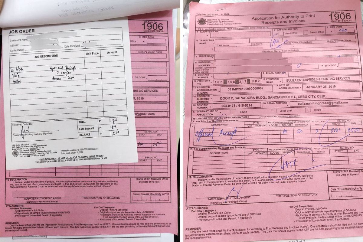 Freelancer BIR Registration - BIR Authority to Print Sample