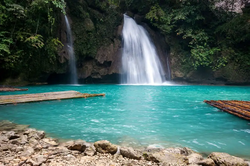 Kawasan Falls is one of the top Cebu tourist spots for nature lovers