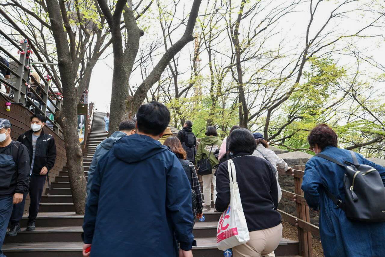 N Seoul Tower stairs to Love Locks