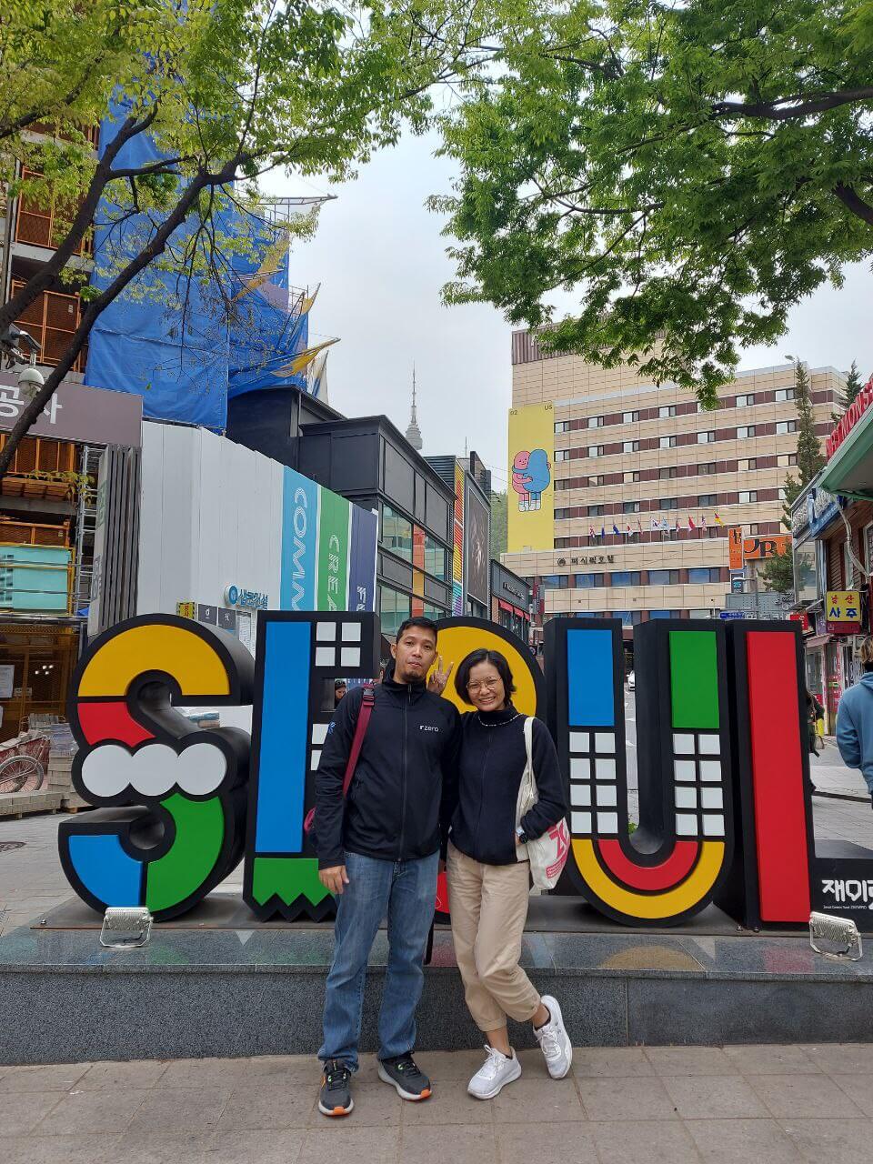 Seoul sign outside Myeong-dong Station