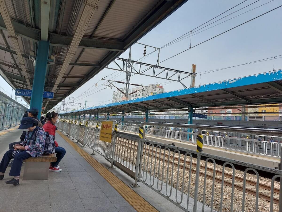 Train to Incheon during spring in Korea