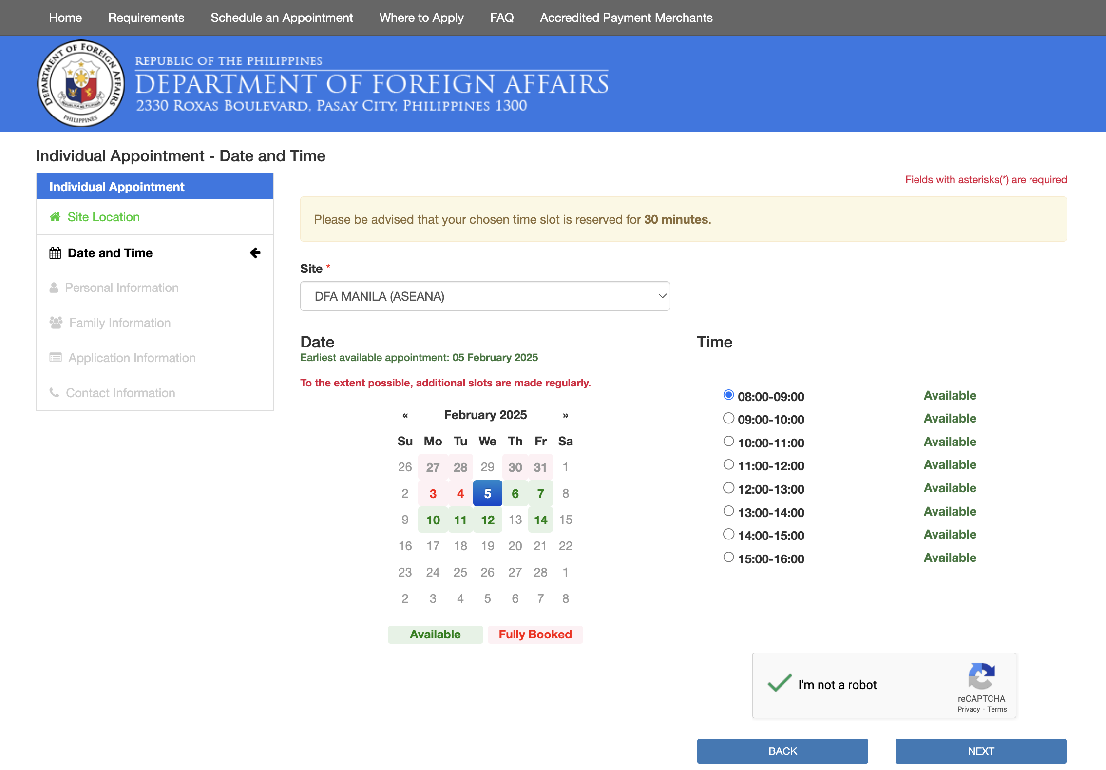 DFA Appointment Slots 2025