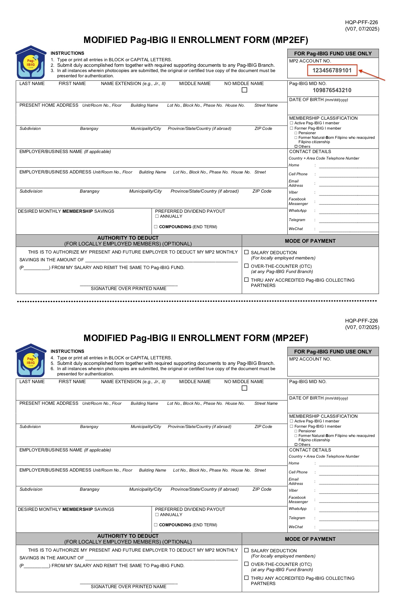 MP2 PagIBIG Form
