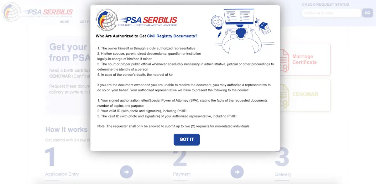 How to get a PSA birth certificate online via PSA Serbilis