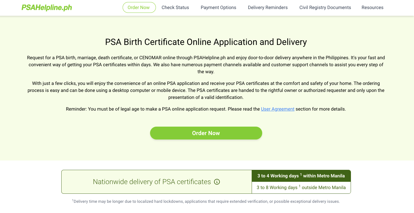 How to get a PSA birth certificate online via PSAHelpline