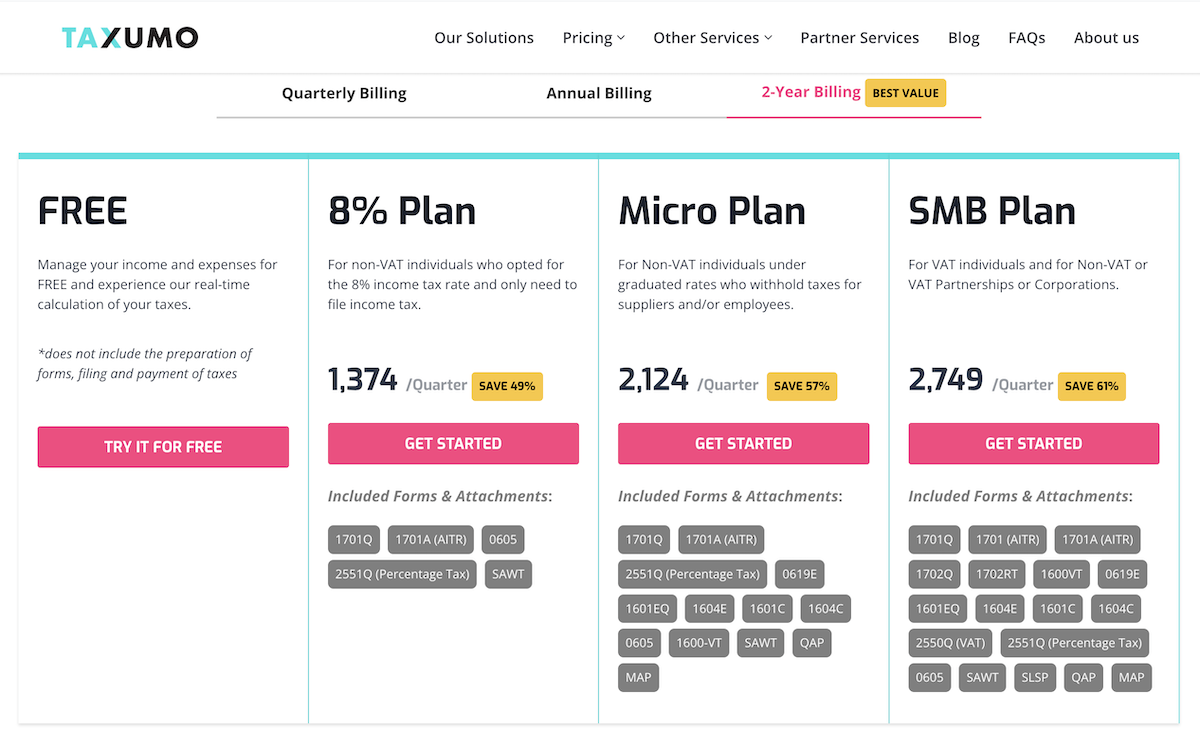 Taxumo Subscription Plans