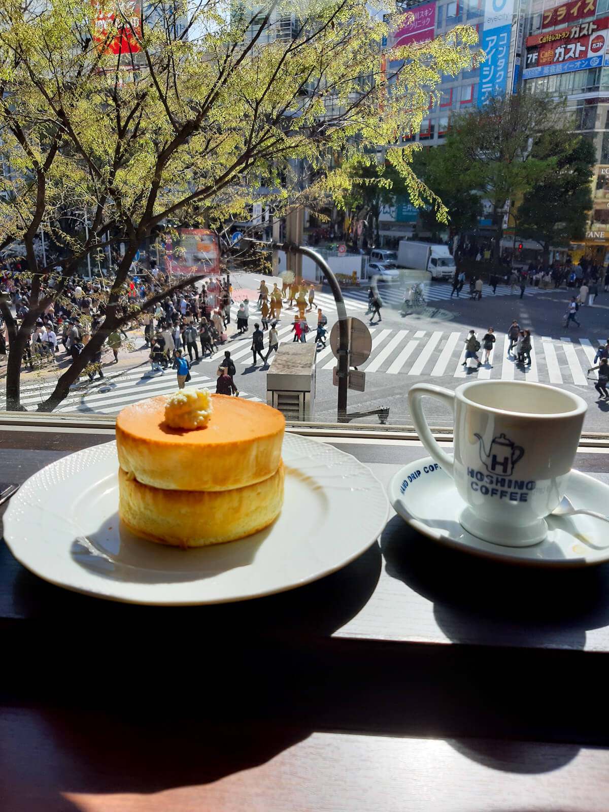 View of Shibuya Crossing from Hoshino Coffee