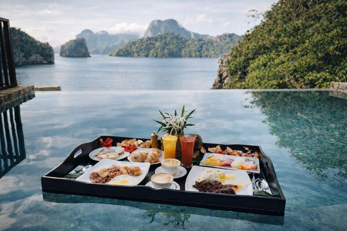 Cauayan Island Resort infinity pool with meal