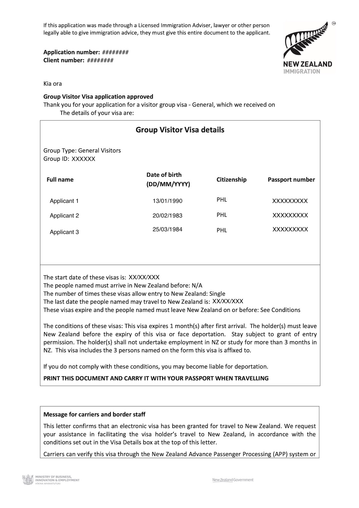 New Zealand Group Visitor Visa