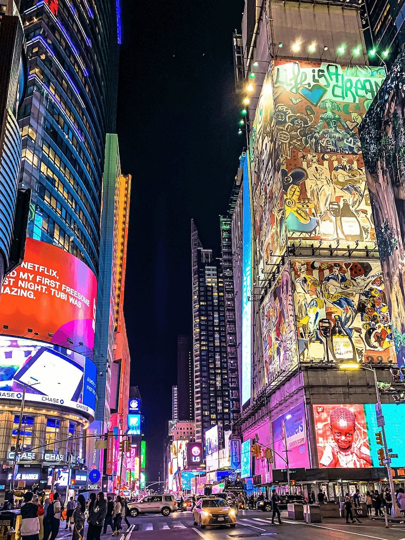 Exploring Times Square at night is one of the free things to do in nyc
