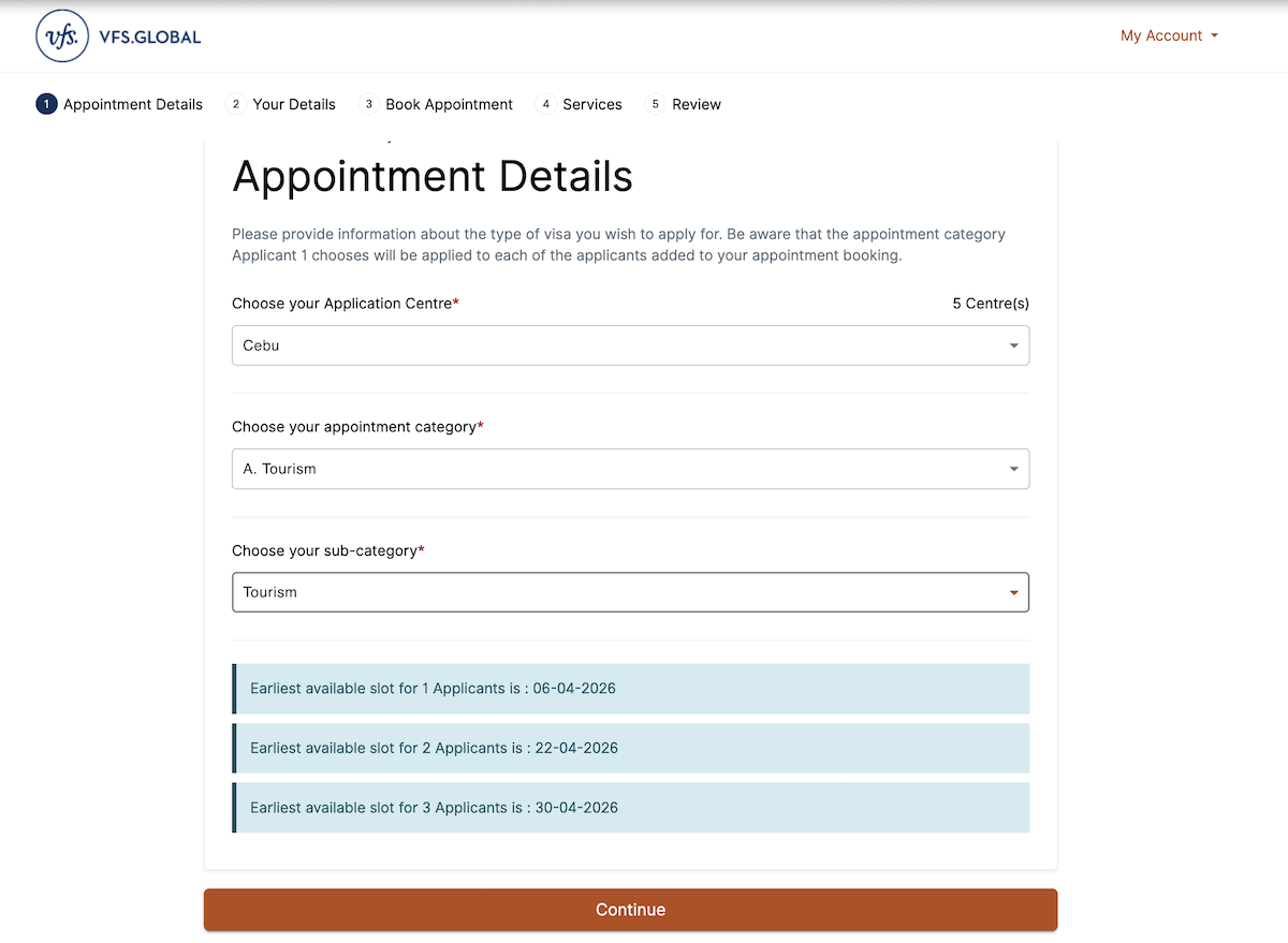 JVAC by VFS Global - Appoinment Details