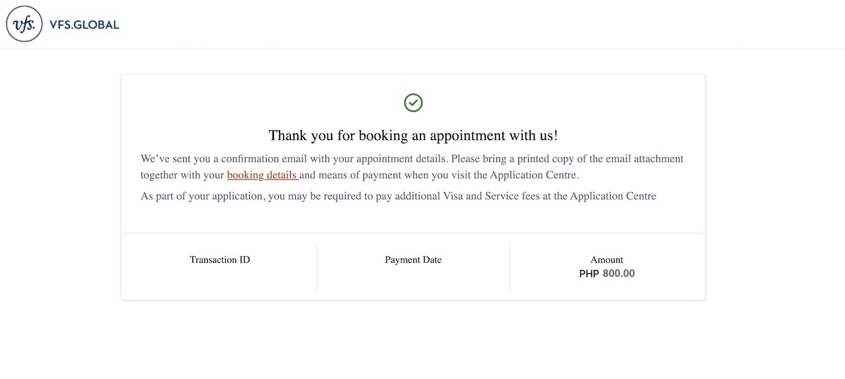 JVAC by VFS Global - Appointment Confirmation