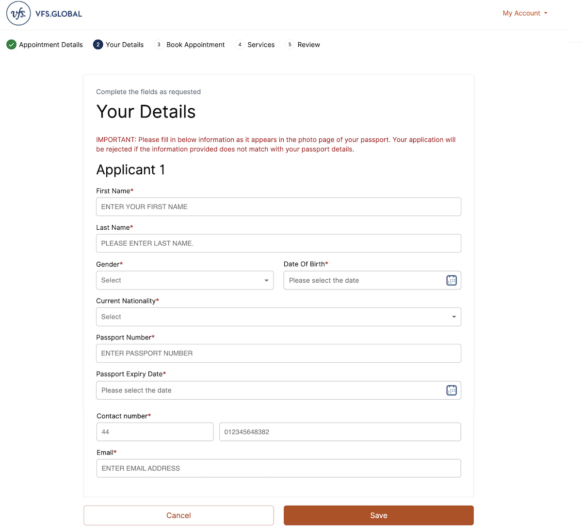 JVAC by VFS Global - Your Details