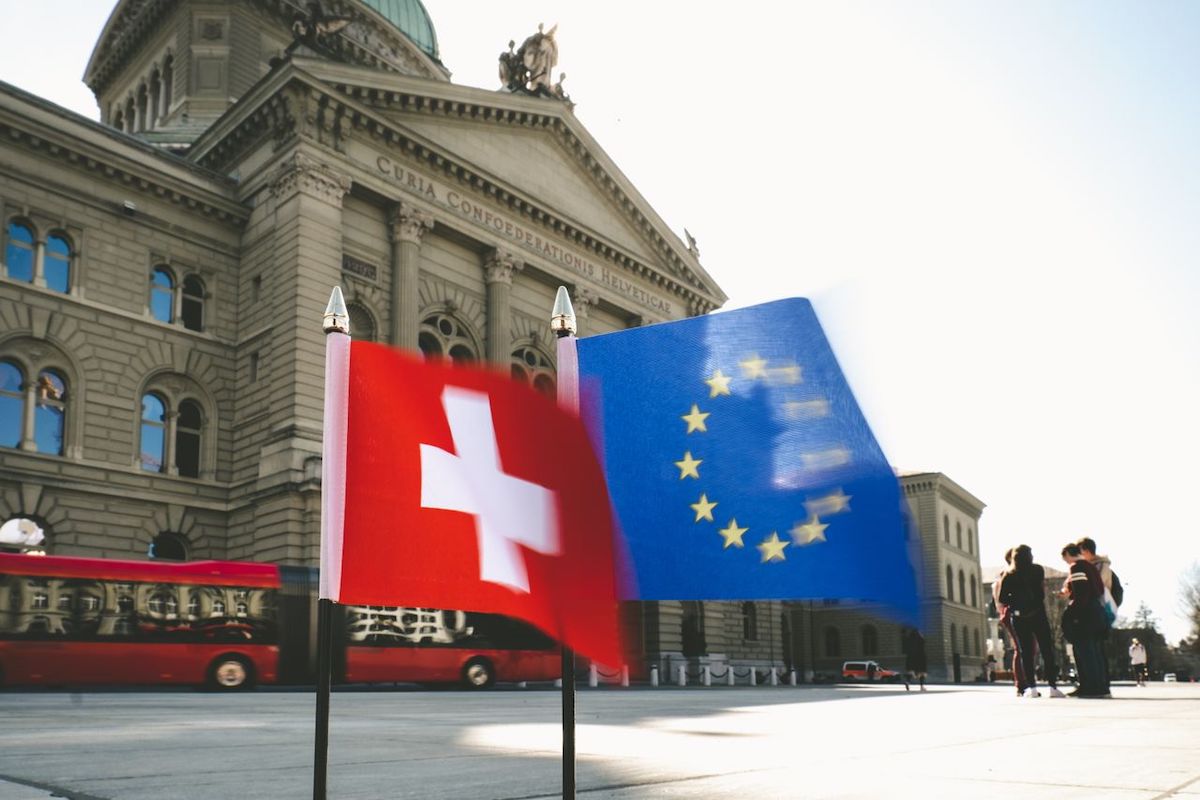 Flags of Switzerland and the EU